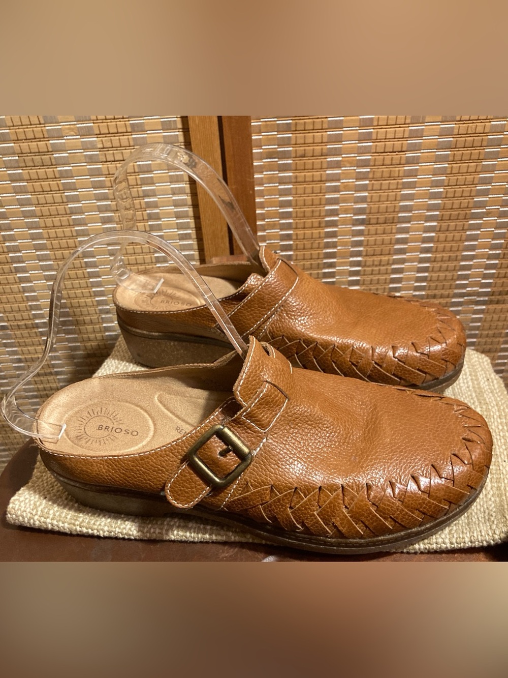 Brioso Jordyn | Women’s Brown Braided Leather Clog Mules/ Shoes - Size 9